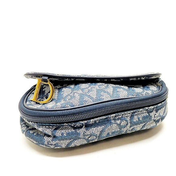 Christian Dior Cosmetic Pouch Navy Blue Canvas 450-061225 - Picture 5 of 14